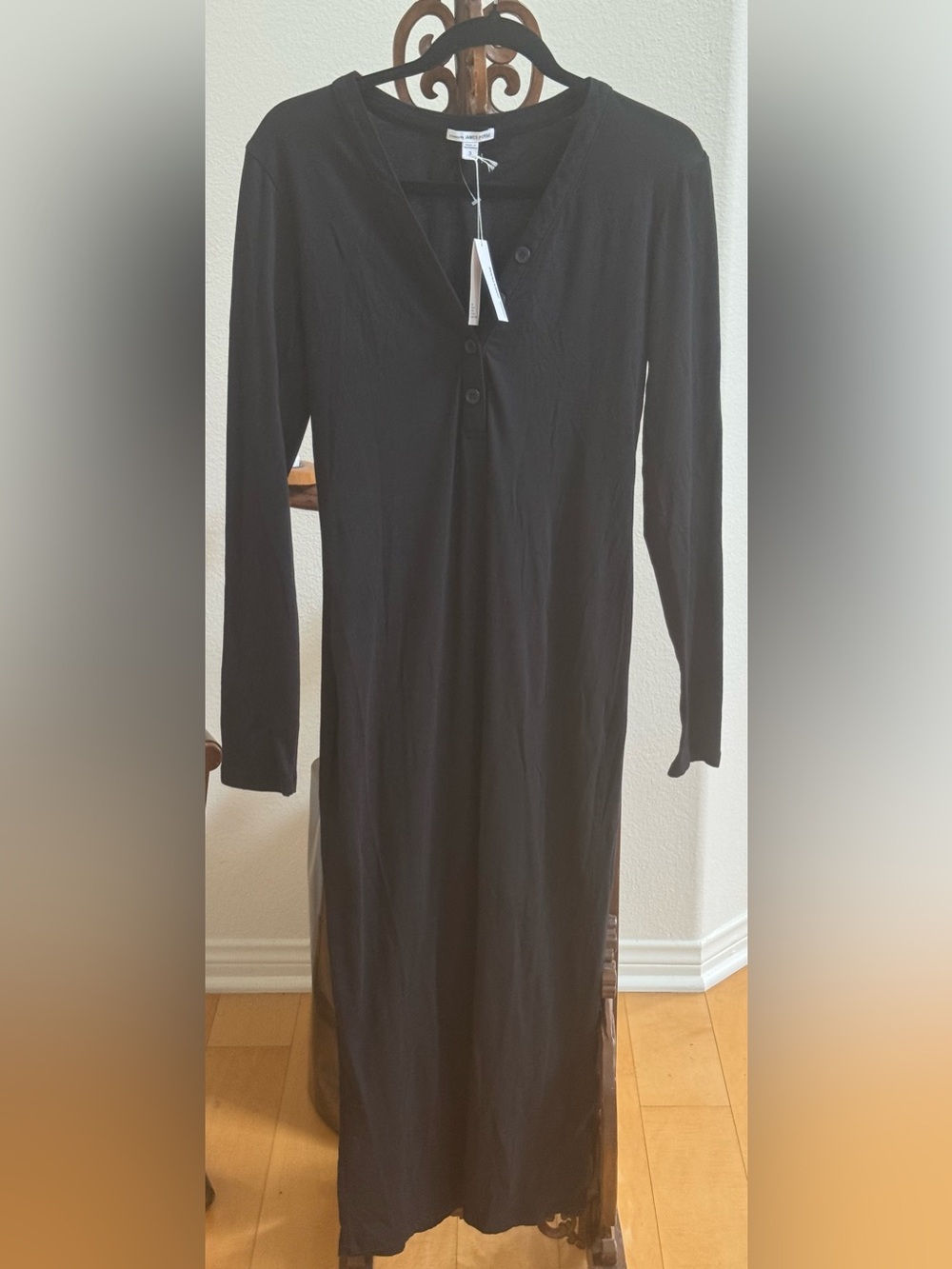 James Perse Long-Sleeve Women Midi Cotton Dress Size 3 NWT
